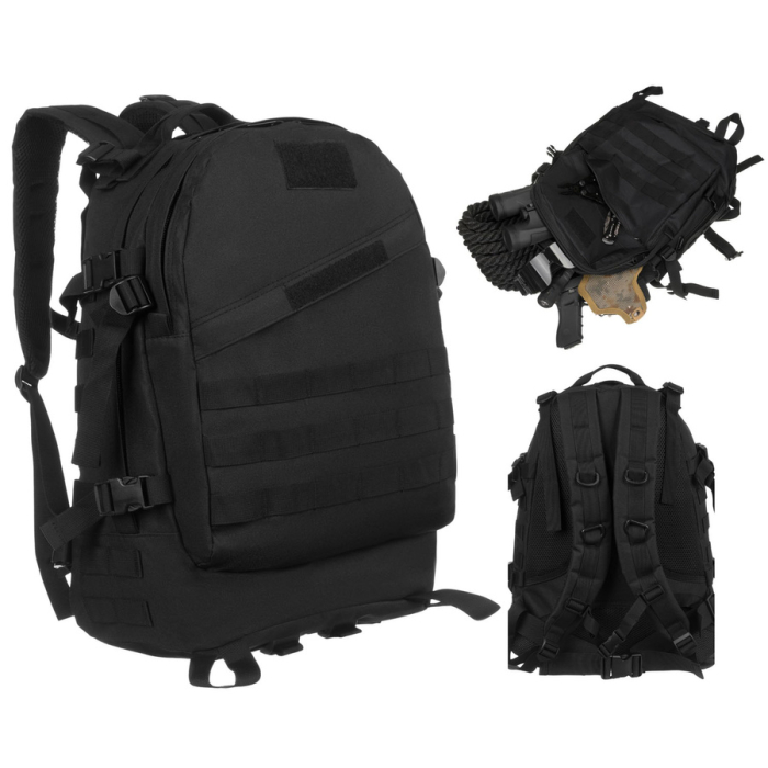 Rucsac militar negru cu bretele reglabile, trei compartimente - Peterson PTR-PTN BL003-8069 BLACK [1]