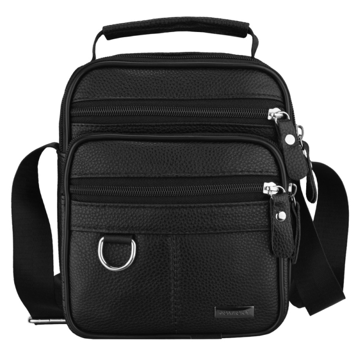 Geantă de umăr bărbătească neagră din piele naturală, cu un singur compartiment - Rovicky R-ST7-03-7595-BLACK [2]