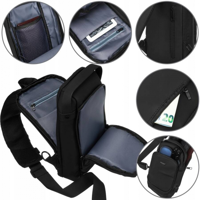 Rucsac de umar solid cu port USB - Peterson PTR-PTN 88040-7134 BL [4]