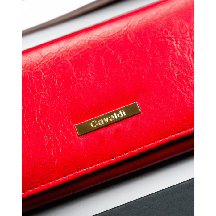Portofel orizontal clasic pentru femei din piele ecologică, roșu, cu capsă 4U CAVALDI PTR-CHWJ-05-4825 [4]
