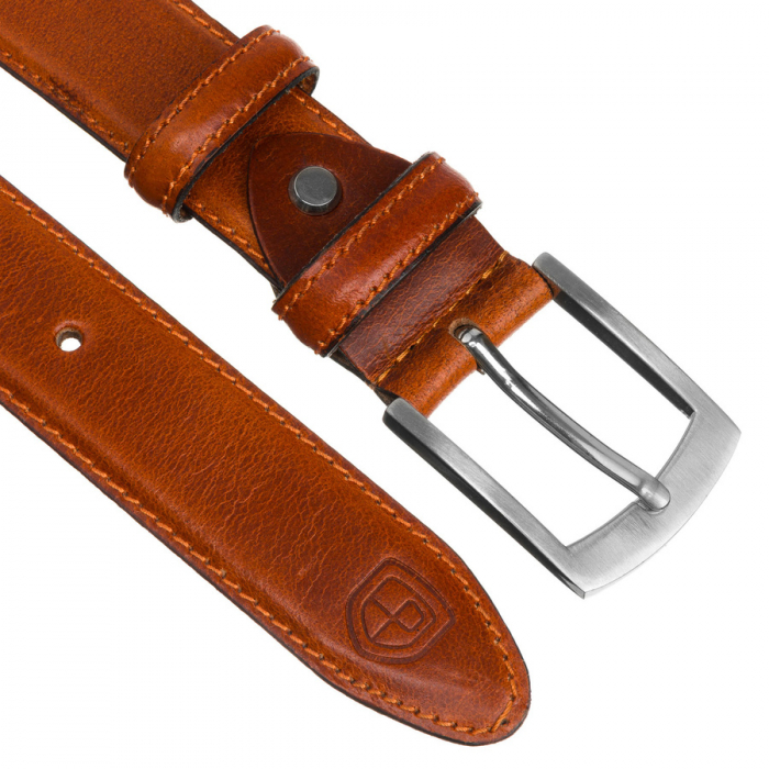 Curea clasică din piele pentru bărbați - Peterson PTR-PTN LTP-CRU-85 TAN [3]