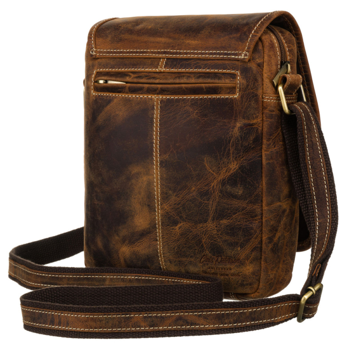 Geantă bărbătească din piele maro cu clapă - Peterson PTR-PTN 015-TMH-6570 TAN [3]
