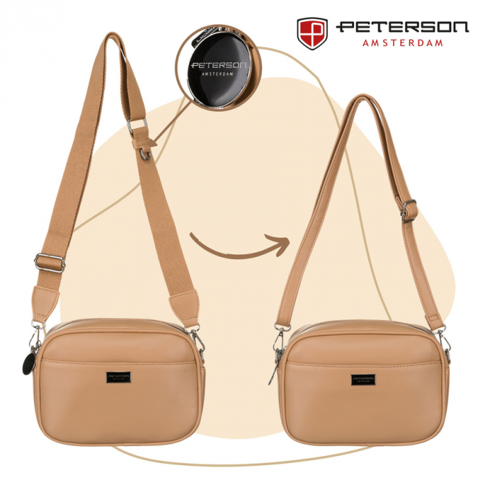 Geantă de damă urbană, bej, din piele ecologică, geantă crossbody Peterson PTR-PTN STY-2-PIL BAIGE [10]