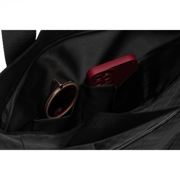 Geantă de damă neagră, din poliester, acoperită cu un model geometric - Rovicky PTR-R-TZ-01-2363 BLACK W [6]