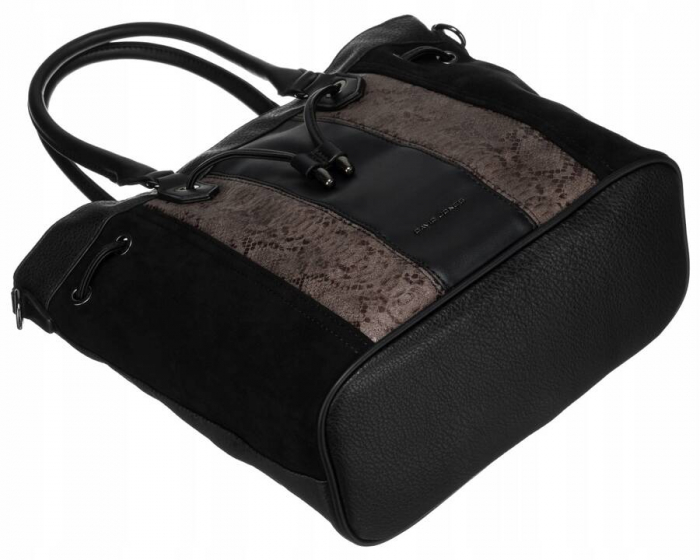 Geanta de dama din piele ecologica cu motiv piele de sarpe - David Jones PTR-6885-5 BL [8]