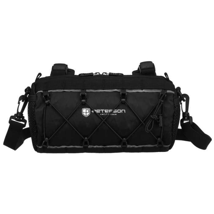 Geantă neagră de bicicletă pentru ghidon, fabricată din materiale impermeabile - Peterson PTR-PTN ML09-NYL-7417 BL [7]