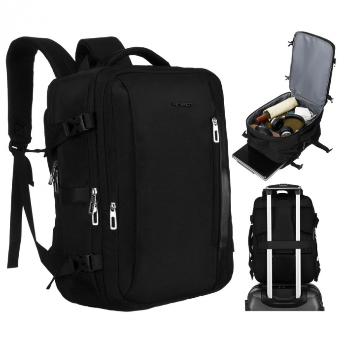 Rucsac negru de călătorie cu spațiu pentru laptop, perfect pentru bagajul de mână în avion - Peterson PTR-PTN 24403-6935 BLACK [1]
