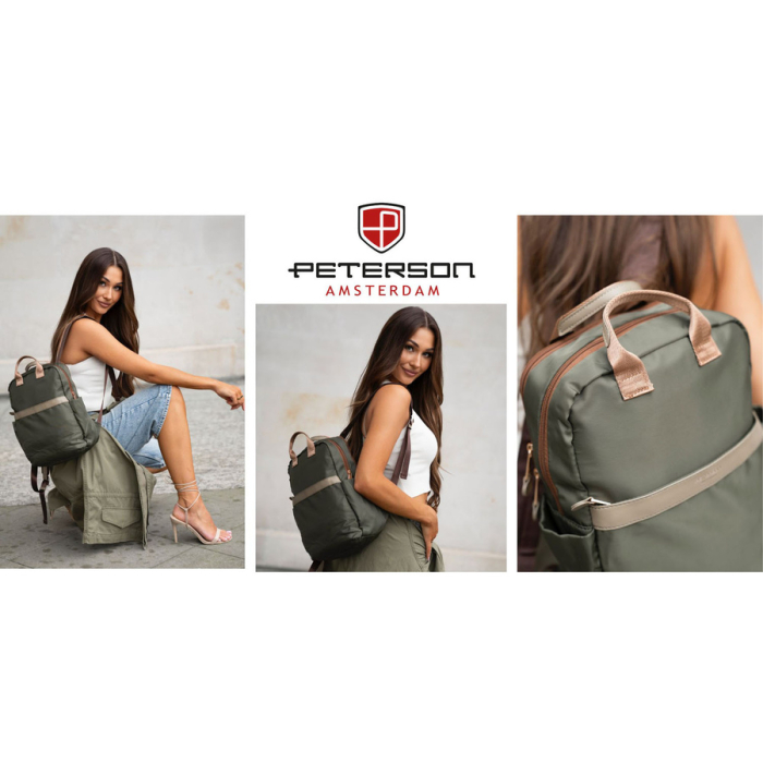 Rucsac de damă verde din nailon cu închidere cu fermoar - Peterson PTR-PTN JN-08-0023 GREEN [9]