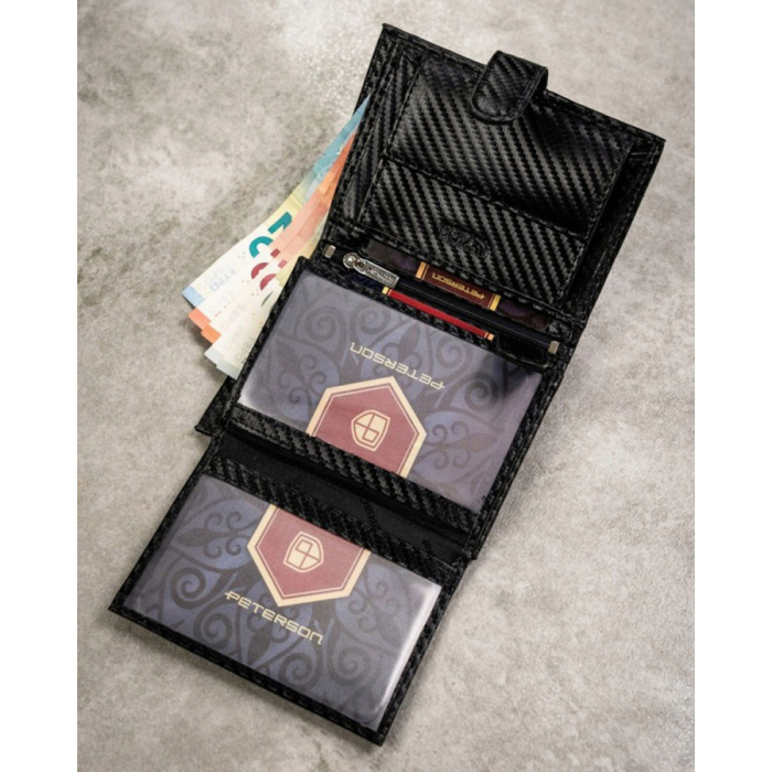 Set cadou: portofel vertical bărbătesc de culoare neagră și curea din piele naturală cu cataramă automată - Peterson [7]