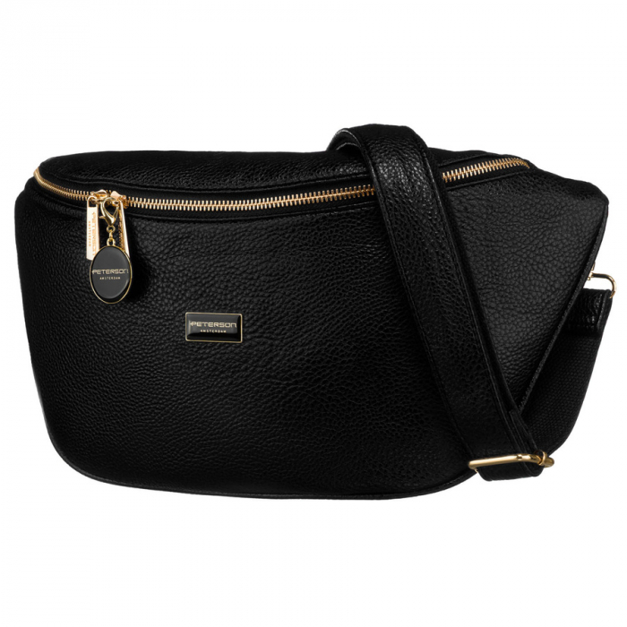 Geantă mare de damă neagră din piele ecologică, geantă de talie sau de umăr, geantă crossbody, Peterson PTR-PTN SSY-3-F19 BLACK [3]
