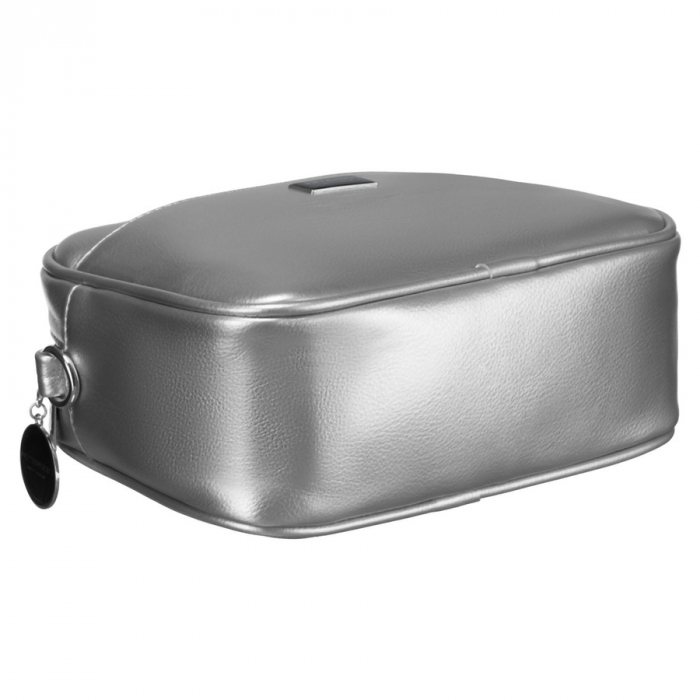 Geantă de damă la modă, argintie, cu curea lată și îngustă, set Peterson PTR-PTN STY-2-PIL SILVER [5]