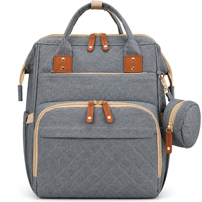 Rucsac spațios pentru mame, fabricat din poliester gri, echipat cu port USB - Peterson [4]