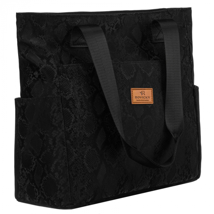 Geantă de damă neagră din poliester cu mânere confortabile - Rovicky PTR-R-TZ-01-2387 BLACK W [1]