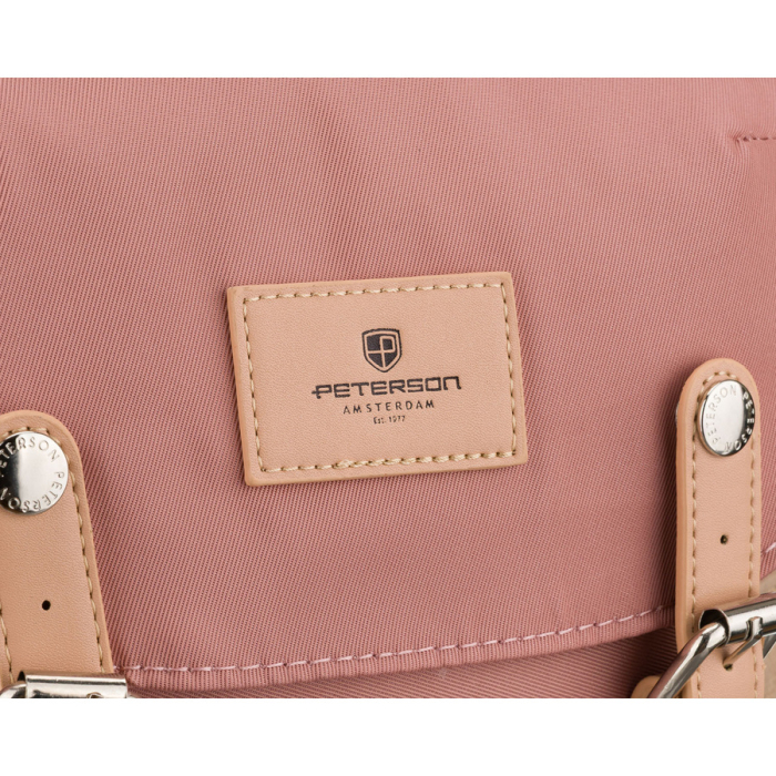 Rucsac de damă roz și gri din poliester și piele ecologică, cu un singur compartiment - Peterson PTR-PTN GAMMA WOODROSE-G [6]