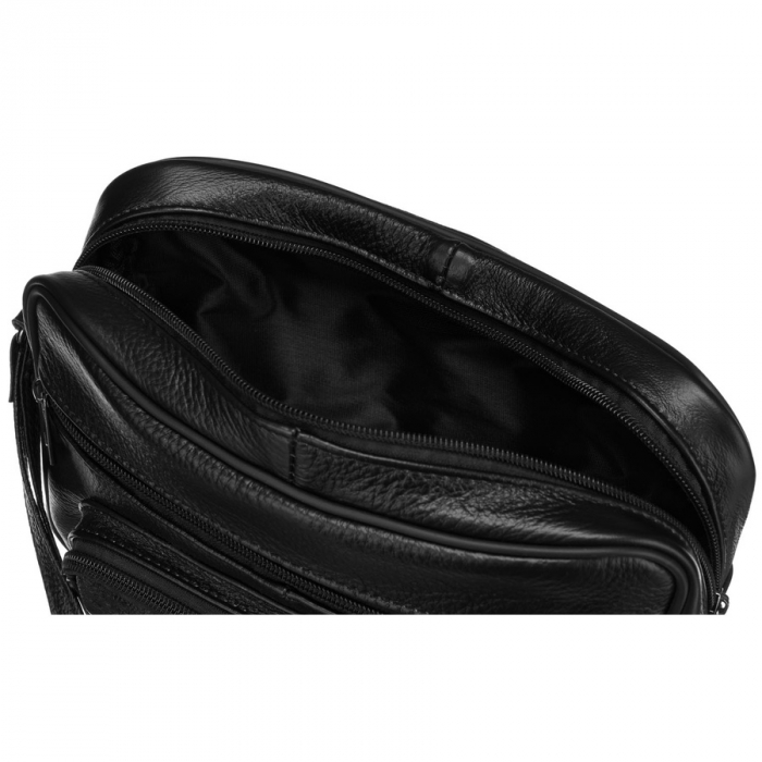 Geantă bărbătească din piele neagră cu buzunare exterioare și mâner - Rovicky PTR-R-13209-2105 BLACK [5]