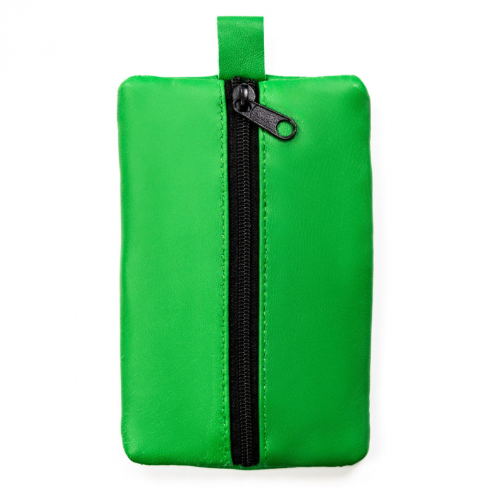 Husa din piele naturală de culoare verde închis, cu fermoar în față PTR-KC-02-PDM D.GREEN [1]
