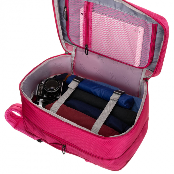 Rucsac de călătorie roz din poliester cu , curea pentru valiză - Peterson PTR-PTN BOCIAN-6439 PINK [12]