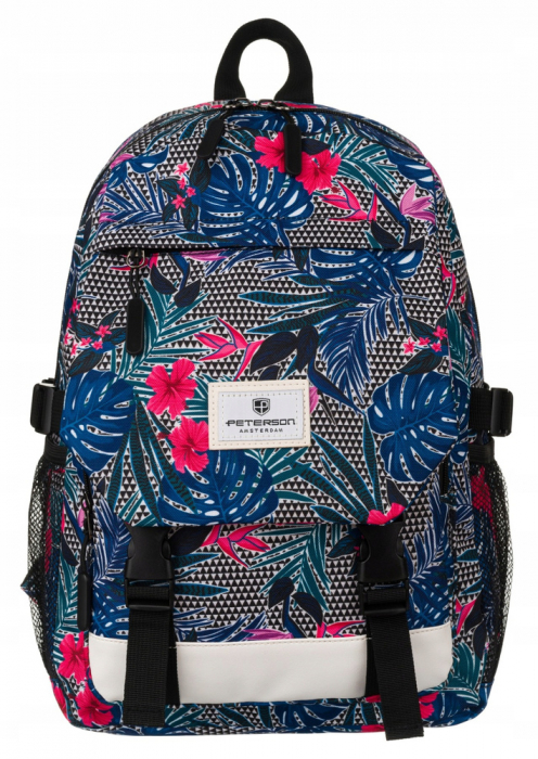 Rucsac pentru școală sport cu model de plante cu buzunar frontal - Peterson PTR-PTN 79907-8306 PRINT [2]