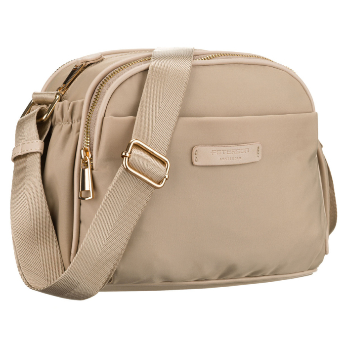 Geantă de damă bej din nailon cu șase buzunare suplimentare - Peterson PTR-PTN JN-15-0320 BEIGE [1]