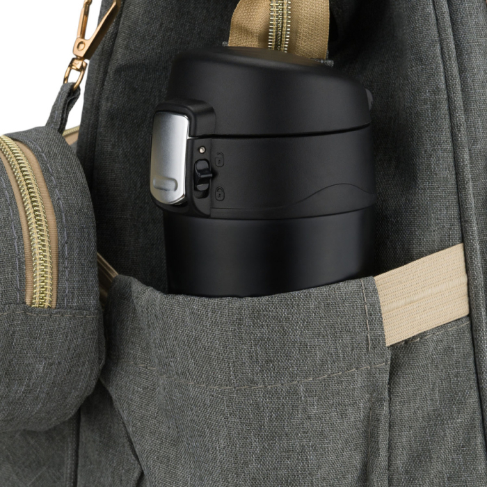 Rucsac spațios pentru mame, fabricat din poliester gri, echipat cu port USB - Peterson [21]