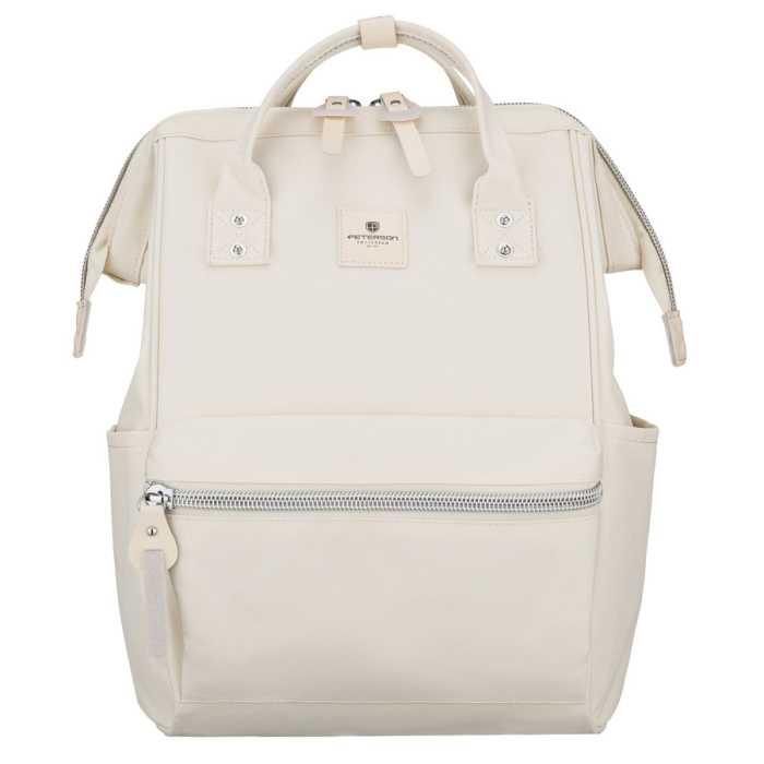 Rucsac ecru pentru femei din poliester cu compartiment pentru laptop și port USB - Peterson PTR-PTN BETA ECRU [5]