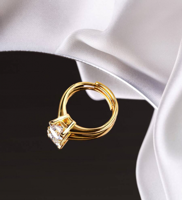 Inel placat cu aur si piatra zirconiu cubic - Peterson PTR-RIN-001-5697 GOLD [4]