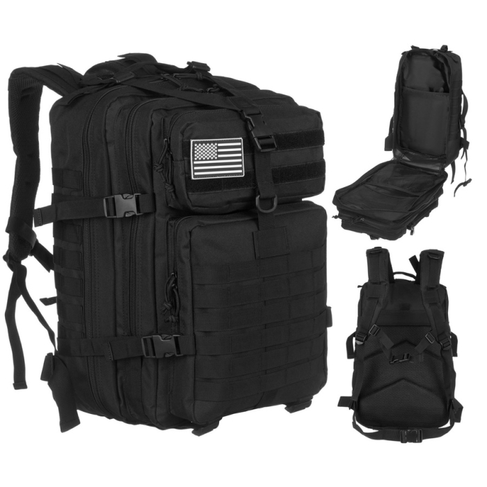 Rucsac militar tactic mare, fabricat din nailon negru - Peterson PTR-PTN BL096-8090 BLACK [1]
