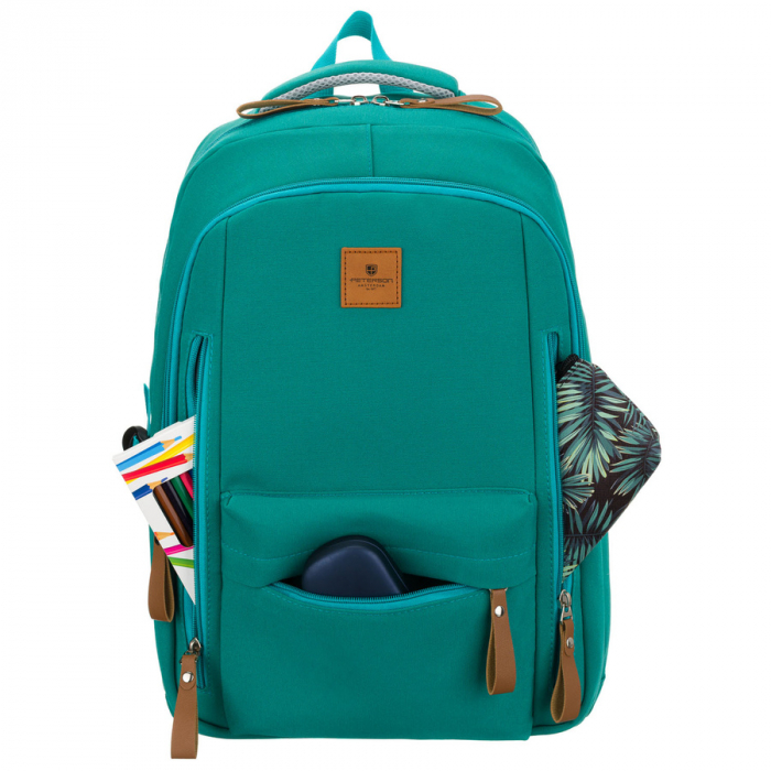 Rucsac școlar verde pentru copii, din poliester, cu bretele reglabile - Peterson PTR-PTN BHX-01-9259 Gree [4]