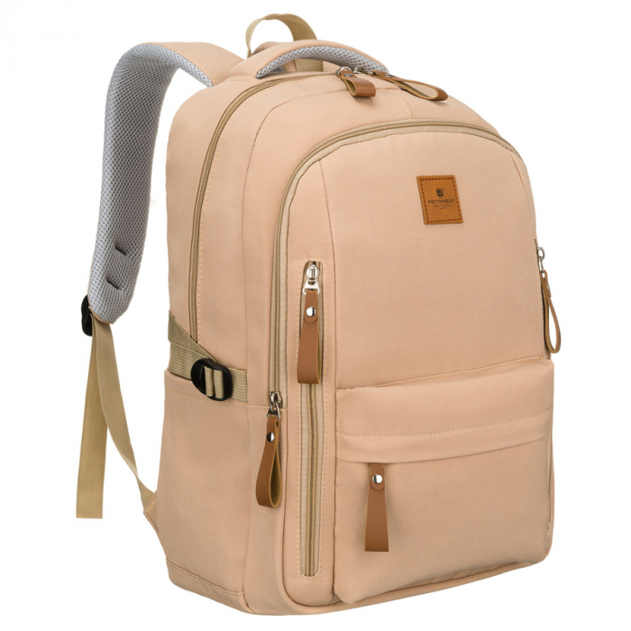 Rucsac școlar bej din poliester cu compartiment pentru laptop și închidere cu fermoar - Peterson PTR-PTN BHX-01-9273 Beig [2]