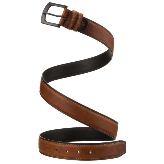 Curea bărbătească din piele maro cu cataramă clasică și două găici - Peterson PTR-PTN LTP-32 [7]