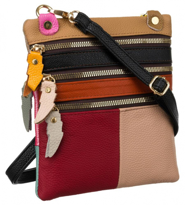 Geanta de dama patchwork din piele naturala PTR-1718-SKL-6922 MULTI [3]