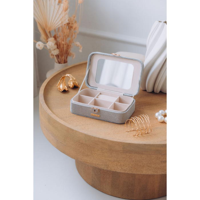 Cutie de bijuterii gri, elegantă, cu încuietoare cu cheie - Peterson PTR-PTN SZK-07-3088 GREY [7]