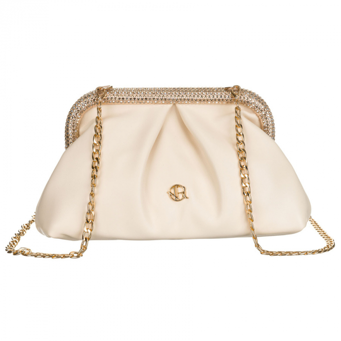 Geantă tip clutch bej pentru femei, din piele ecologică, suspendată pe un lanț - Rovicky PTR-R-XS020-4160 BEIGE [2]