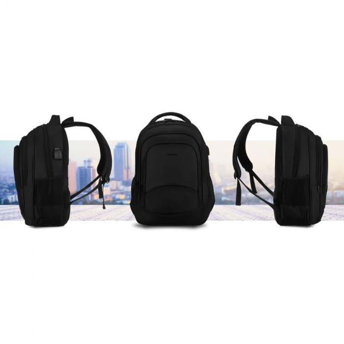 Rucsac școlar negru din poliester cu port USB - Peterson PTR-PTN BHX-03-7086 Bl [5]