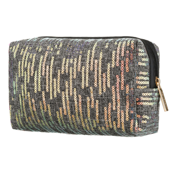 Geantă cosmetică neagră din poliester decorată cu paiete, închidere cu fermoar - Peterson PTR-PTN KOS-DA-19-3576 B [3]