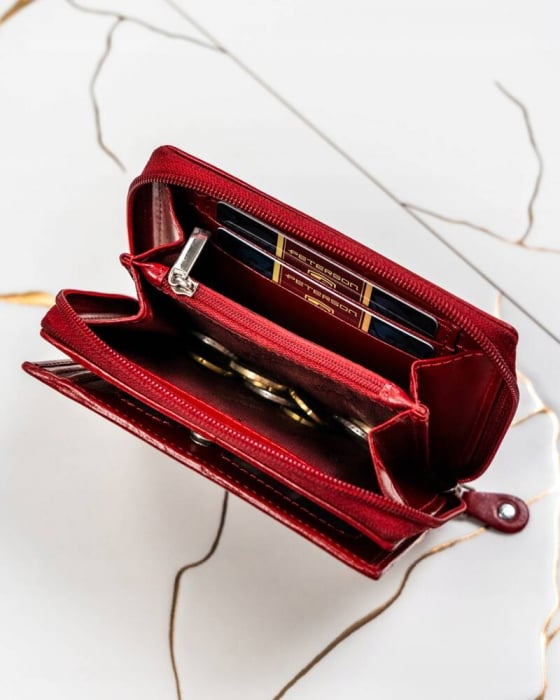Set cadou portofel dama din piele naturala cu fermoar si breloc - Peterson PTR-PTN SET-D-67-KCS-255 [9]