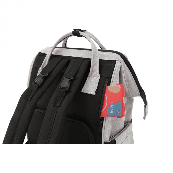 Rucsac gri, spațios pentru femei, din poliester, cu închidere cu fermoar - Himawari PTR-1208-04 [10]