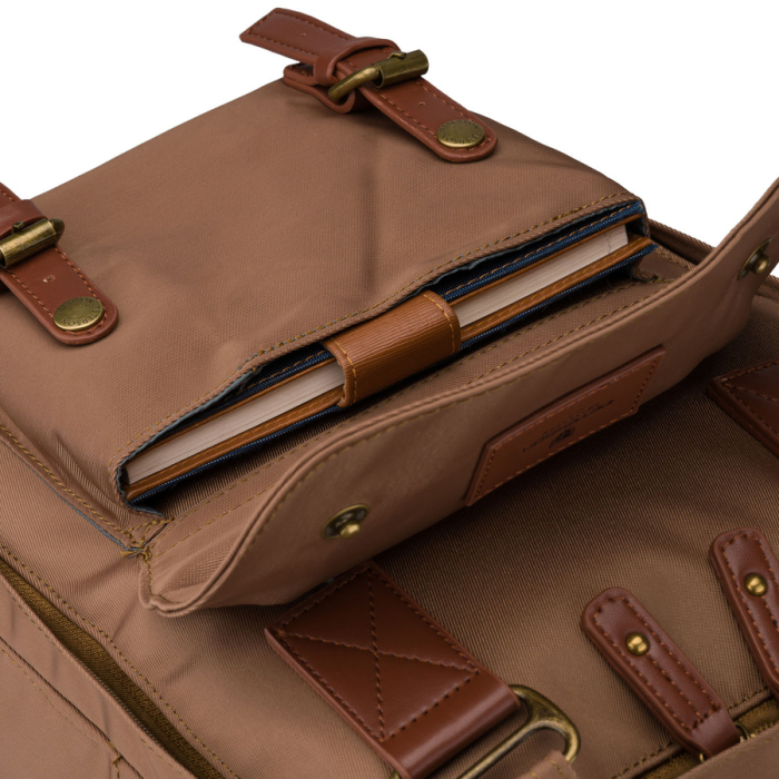 Rucsac de damă din poliester și piele ecologică maro, cu un singur compartiment - Peterson PTR-PTN GAMMA BROWN [12]