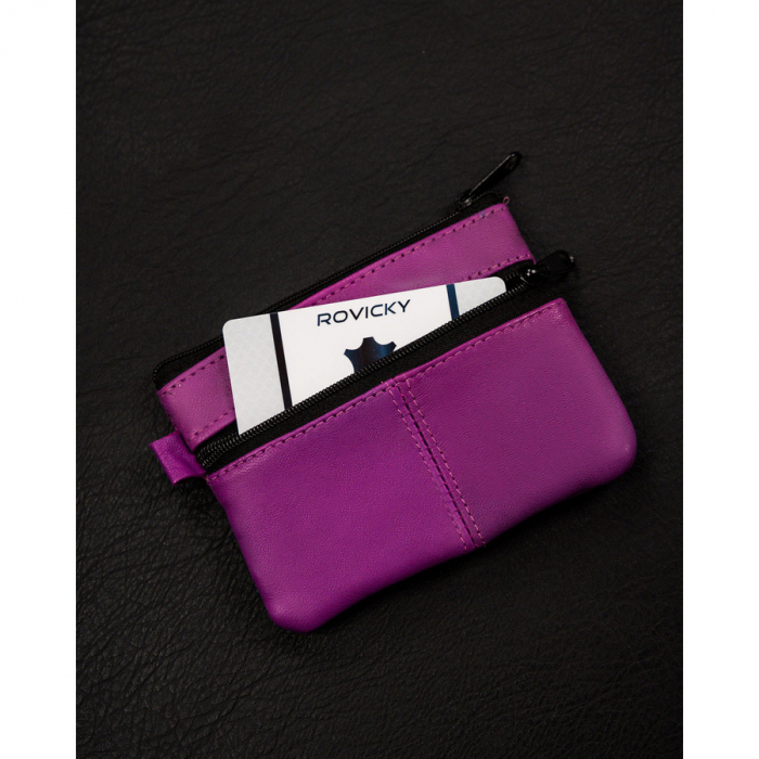 Husa din piele naturala de culoare mov, inchis cu fermoar PTR-KC-01-PDM PURPLE [4]