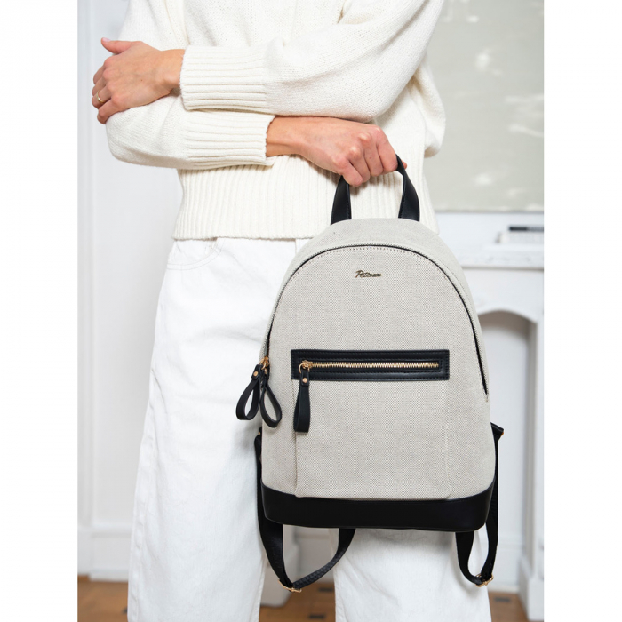 Rucsac mare, urban, pentru femei, de culoare bej, din pânză Peterson PTR-PTN CAN-05 NAT-BLACK [12]