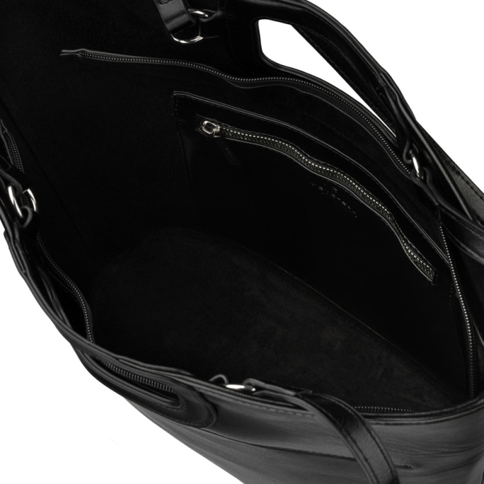 Geantă mare de damă, tip shopper, neagră, din piele ecologică, cu închidere cu fermoar - Peterson PTR-PTN TOR-ALE-29 BLACK [7]