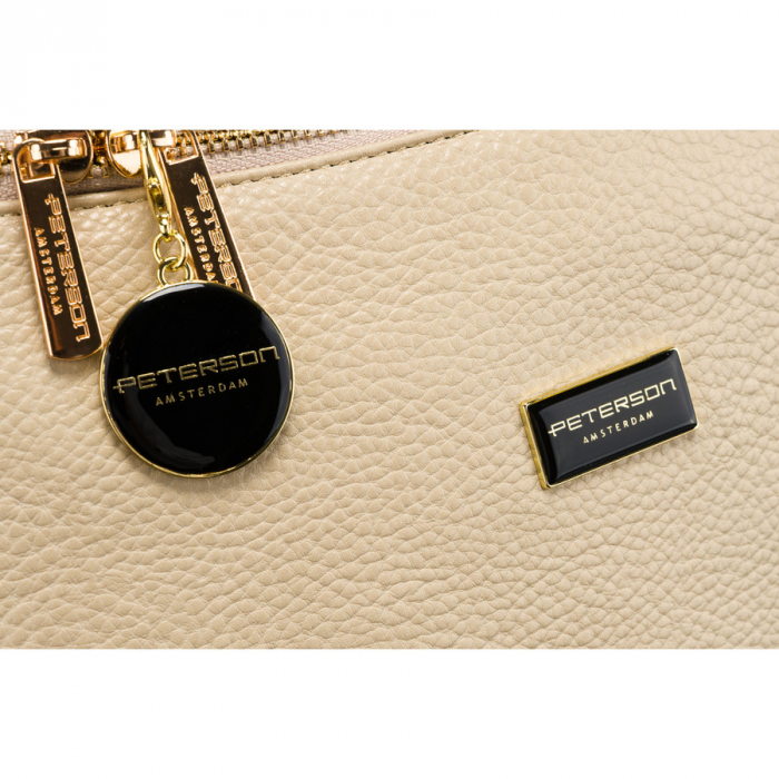 Borsetă de damă spațioasă, mare, bej, din piele ecologică, tip geantă de umăr sau crossbody, Peterson PTR-PTN SSY-3-F19 D.BEIG [4]