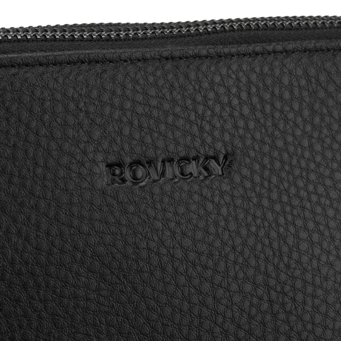 Geantă bărbătească clasică, neagră, din piele ecologică, cu fermoar - Rovicky PTR-R-SDR-01-1631 BLACK [4]