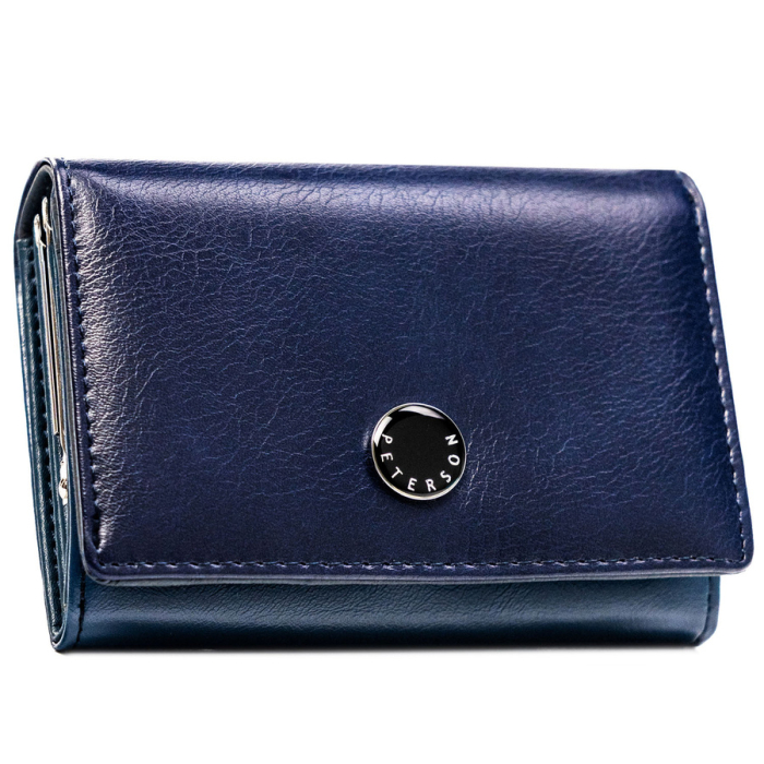 Portofel orizontal pentru femei din piele naturală și ecologică, bleumarin, cu sistem RFID - Peterson PTR-PTN PX30-F773 NAVY [2]