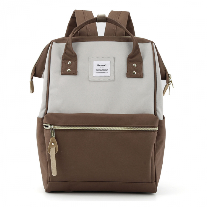 Rucsac clasic, la modă, maro și gri, pentru laptop, cu port USB - Himawari PTR-9001-34 [4]