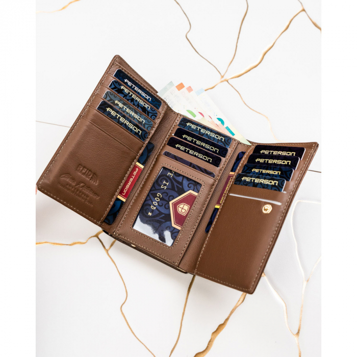 Portofel din piele pentru femei Peterson PTR-PTN PS108-HNL BROWN [8]
