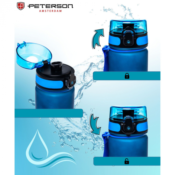 Sticlă de apă tritan albastru-verde cu o capacitate de 1000 ml - Peterson PTR-PTN HY-003-1L-9539 N [6]