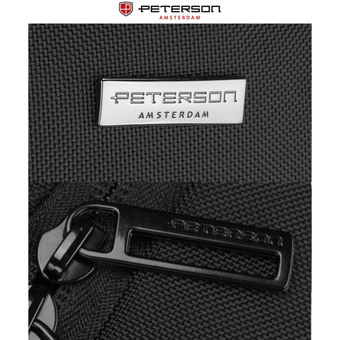 Rucsac mare din poliester negru cu închidere cu fermoar și compartiment pentru laptop - Peterson [22]