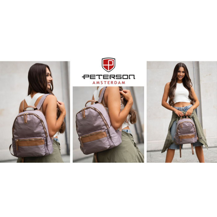 Rucsac de damă cu două compartimente din poliester - Peterson PTR-PTN JN-11-0160 BEIGE [11]