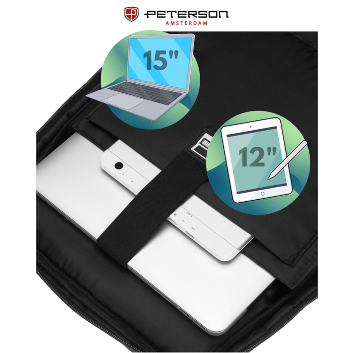Rucsac de călătorie negru din poliester cu spațiu pentru laptop - Peterson PTR-PTN HY241-6867 BLACK [17]